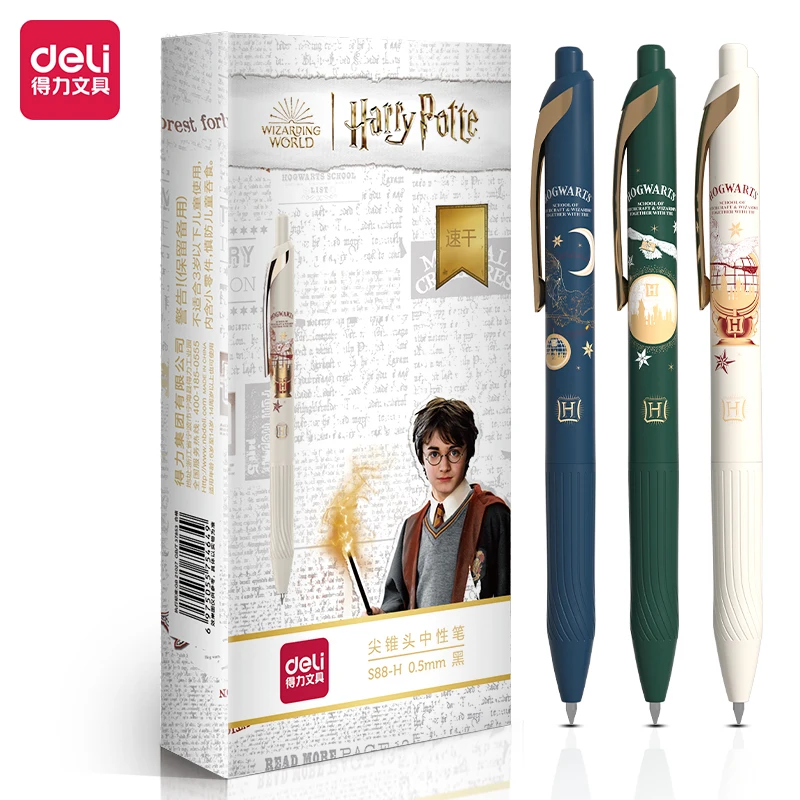 Deli 3/6/9pcs Harry Potter Gel Pen 0.5mm Quick-Drying Black Ink High Quality Writing Signature Stationery Study Office Supplies lego harry potter years 5 7 pc