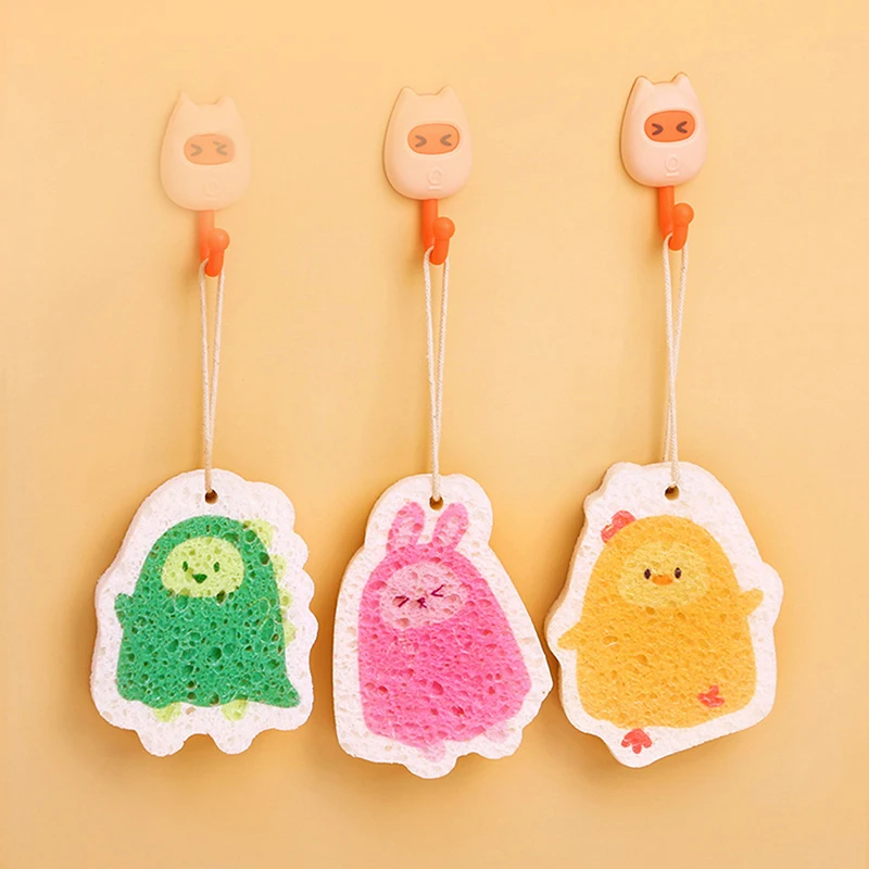 

Kitchen Dishwashing Sponge Cleaning Sponges Scouring Pad Compressed Wood Pulp Sponge Cartoon Dish Cloths Pot Wipe Cleaning Tools