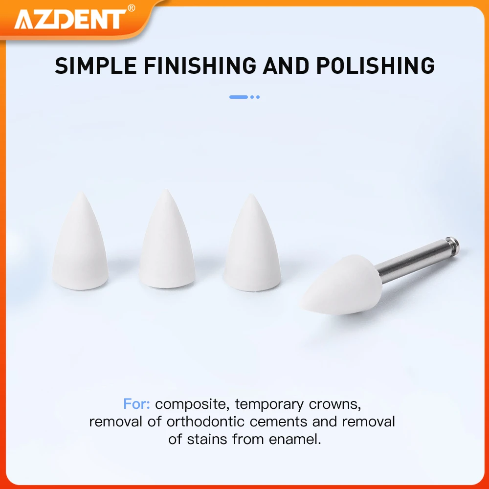 AZDENT 20pcs/Box Dental Silicone Composite Polisher for Finishing and Polishing Cup Inverted Cone Point with CA 2.35mm Mandrel