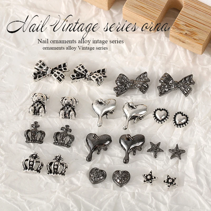 

10 Pcs Alloy Vintage Bow Nail Decoration Metal Bear Wedding 3D Nail Art Love Women Stylish Nails Art Nail Designs