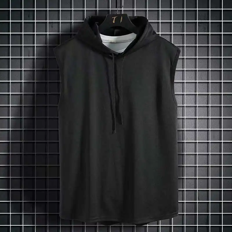 Women's Clothing Casual Loose Sleeveless Hoodies Summer New Solid Color Fashion Basics Pockets Patchwork Sweatshirts for Female 5