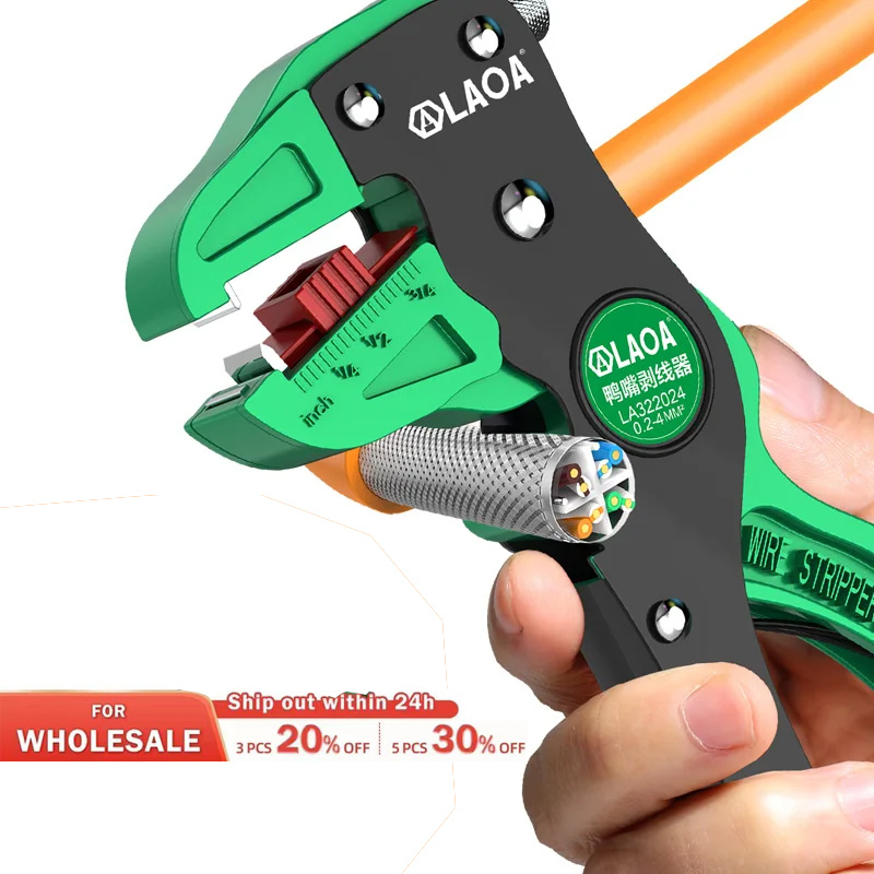 LAOA Automatic Wire Stripper Flatwire Cutter Stripping Plier 0.2 to 4mm Range Length Adjustment For Electrician