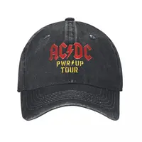 AC Heavy Metal Rock Music Band Baseball Cap DC Vintage Distressed Denim Washed Headwear Unisex Outdoor All Seasons Travel Soft 2