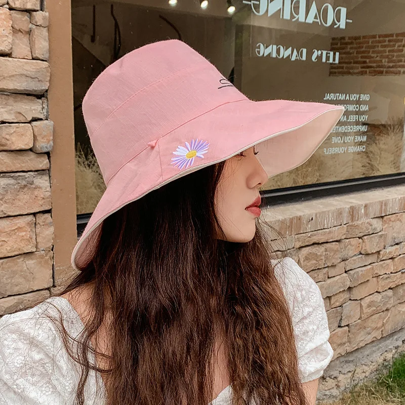1PC Fisherman's Hat Fashion Daisy Millinery Summer Sun Protection Sun Hat Embroidery Daisies Women's Sunhat Hats for Women