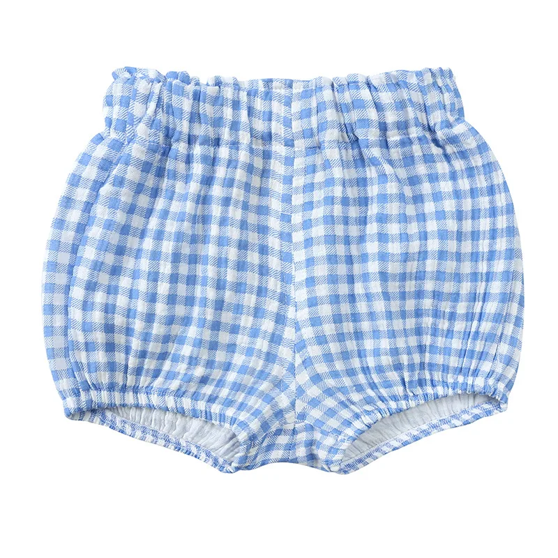 Summer Baby Shorts Love Bear Grid Print Cotton Toddler Baby Girl Boy Pants Bloomers