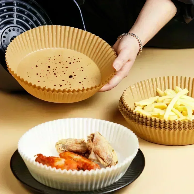 Air Fryer Disposable Paper Liner Square Round Baking Paper Barbecue Plate NonStick Mat Oven Oil Absorbing 16cm 100/50PCS