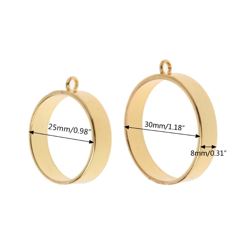 Novelty 5 Pcs Keyrings Pendant Blanks Open Back Bezels Round Framework DIY Art Craft for Resin Jewelry Making Decoration