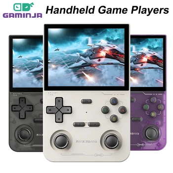 GAMINJA  Handheld Game Console 3.5Inch IPS 640x480 Screen 64GB Memory Classic Games Portable Handheld Open Source Game Console