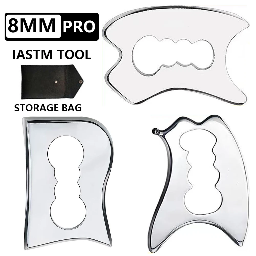 8MM IASTM Toos Body Gua Sha Stainless Steel Scraper Physical Therapy Myofascial Muscle Release Deep Soft Tissue Massage