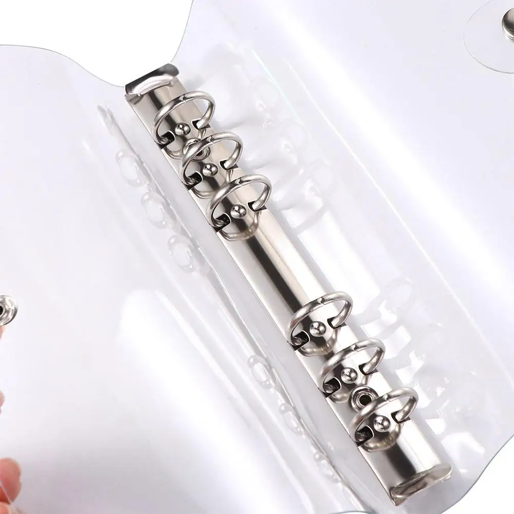 버튼 잠금 카드 수납 다이어리 스파이럴 PVC 노트북 커버 루즈 리프 폴더 노트북 링 바인더 커버 학교 사무용품