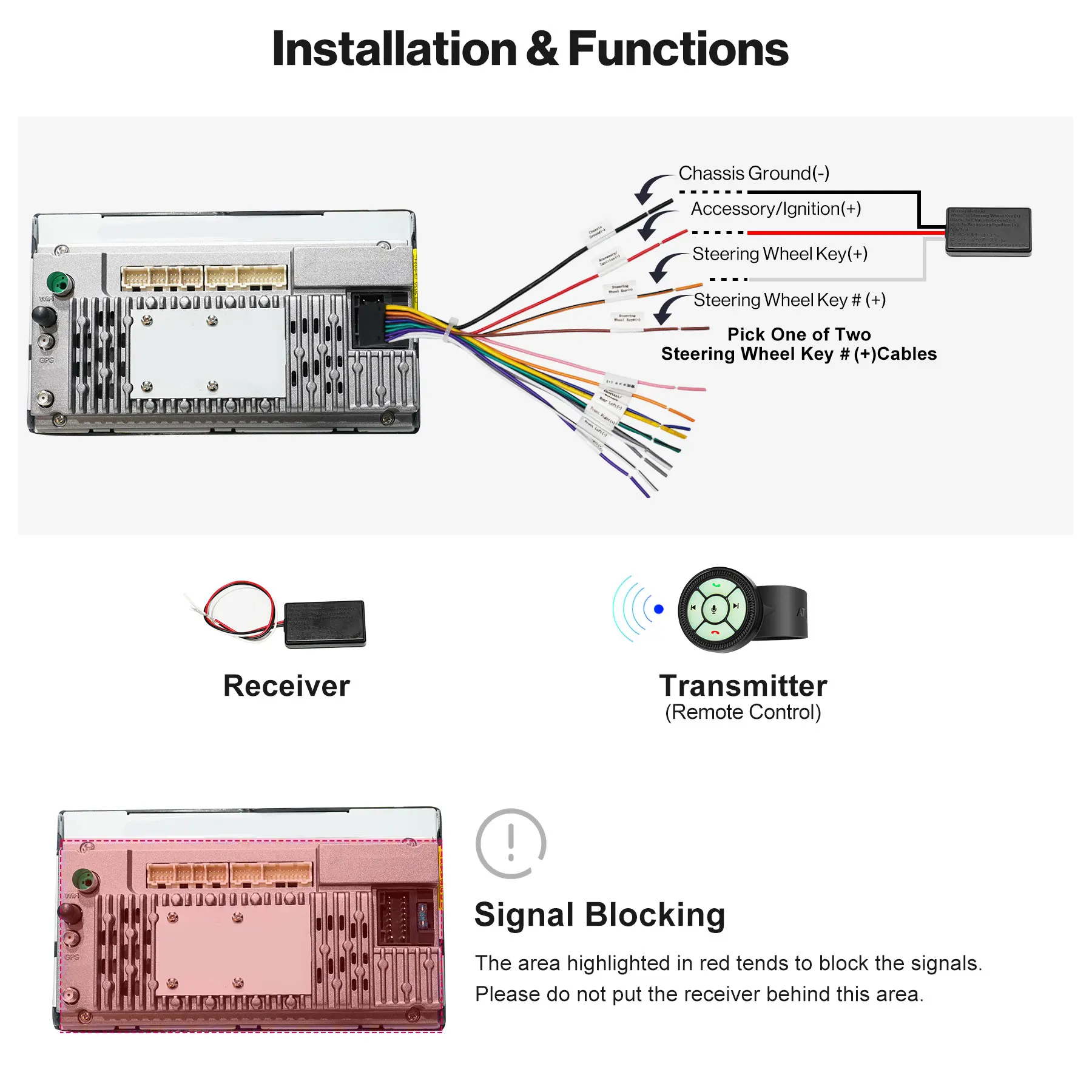 ATOTO 44F8 Watchband Style Wireless Remote Control For Both Car Radio Luminous Buttons Key Substitute For Steering Wheel Control