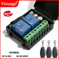DC 9V 12V 24V AC 85-250V 2CH Relay Module Receiver EV1527 Wireless Remote Control Switch 433MHz for Gate Light LED Fanner Motor