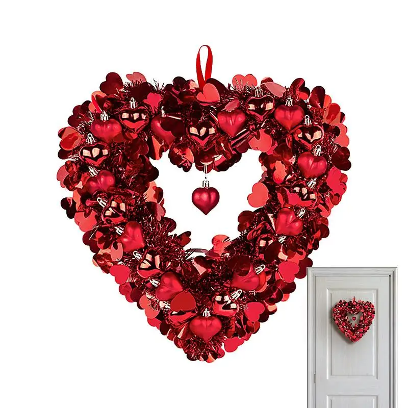 

Valentine's Day Wreaths Decor Heart-Shaped Door Garland Shiny Love Wreath For Proposal Confession Decoration Wedding Ornament