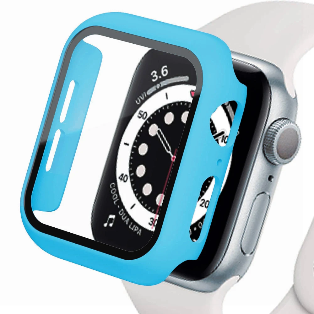 Premium Tempered Glass & PC Bumper Case for Apple Watch - Screen Protector Cover