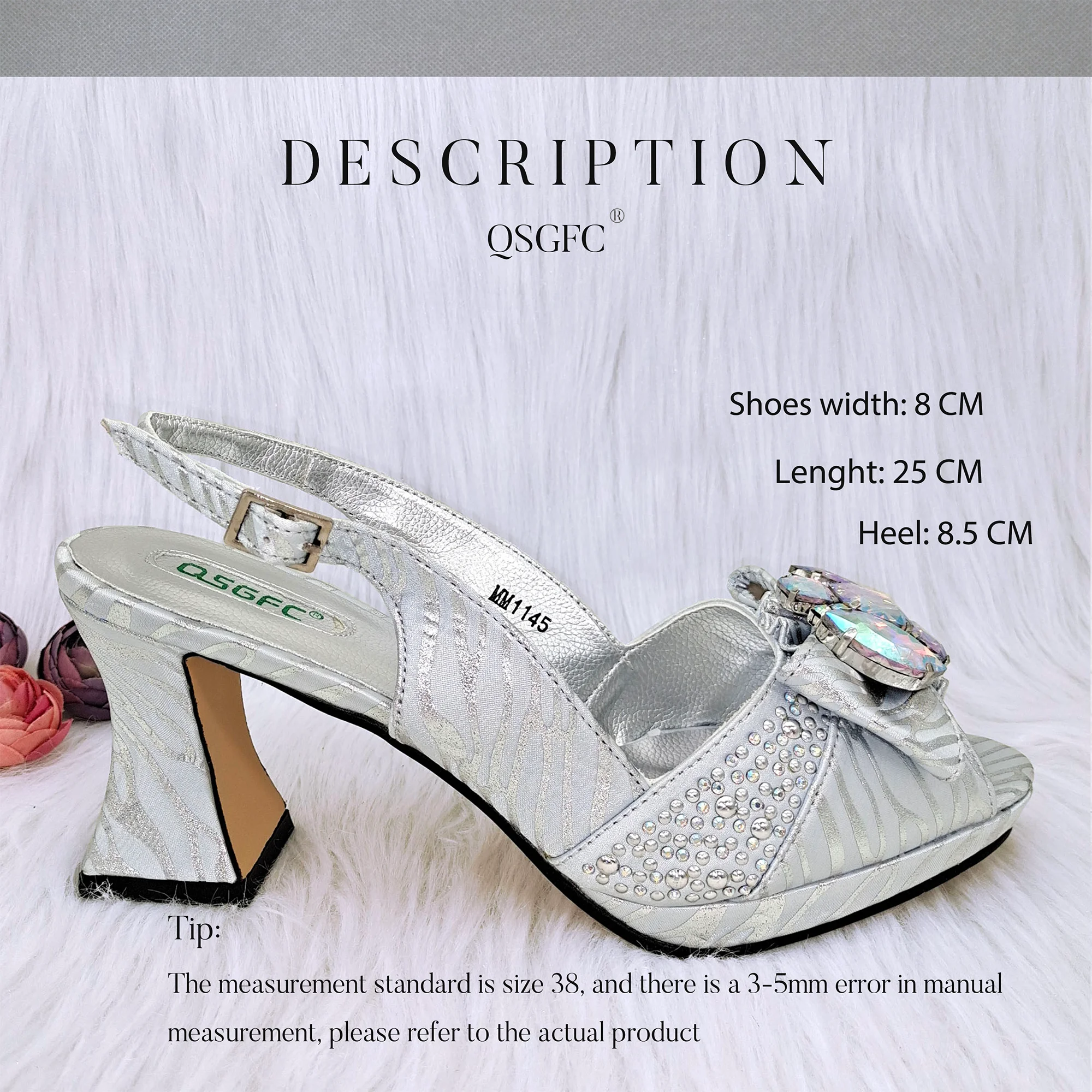 QSGFC sepatu hak tinggi Stiletto wanita, sepatu dan tas hak tinggi