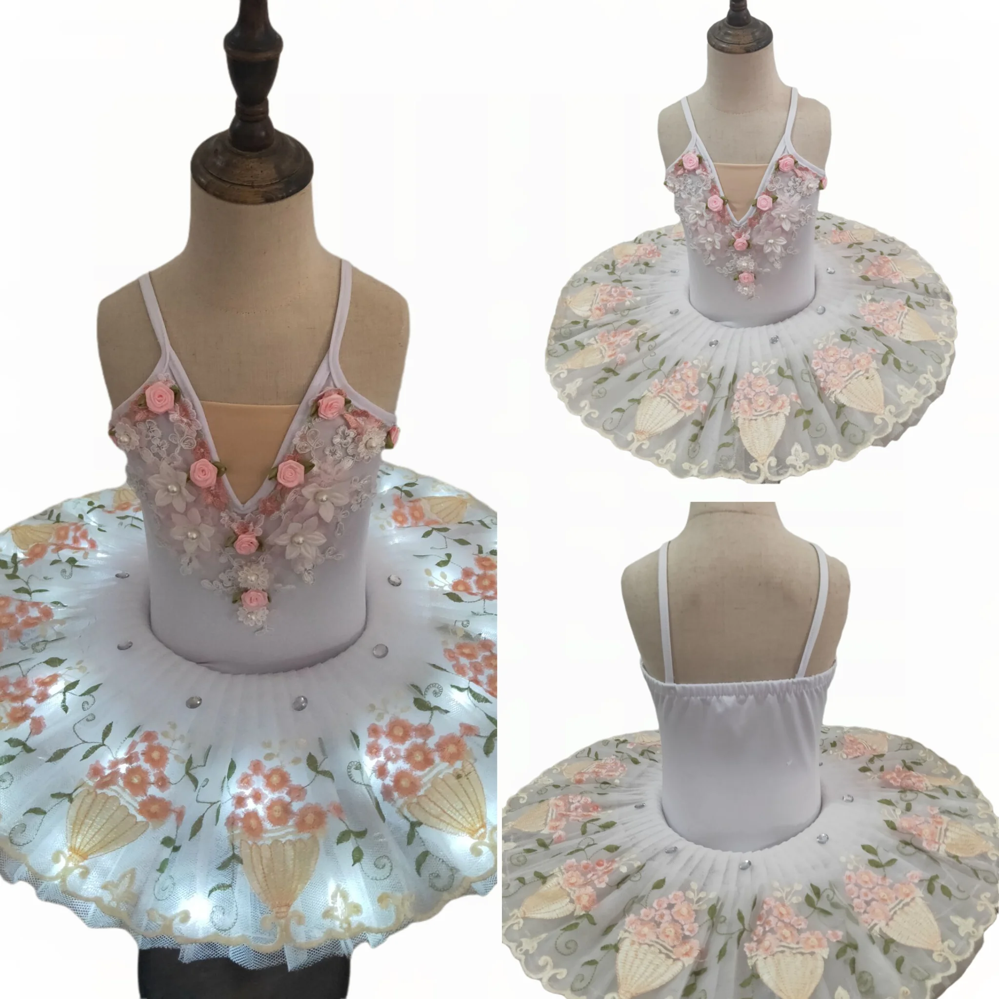

Children's ballet skirt costumes, adult little swan dance, fluffy skirt suspenders, girls' performance costumes