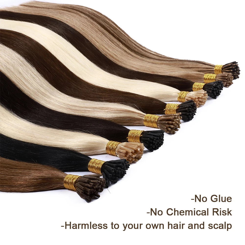 Straight Natural Fusion Hair Extensions I Tip Human Hair Extensions 50pcs/Set Keratin Capsules Blonde Color 1g/Strand 50g