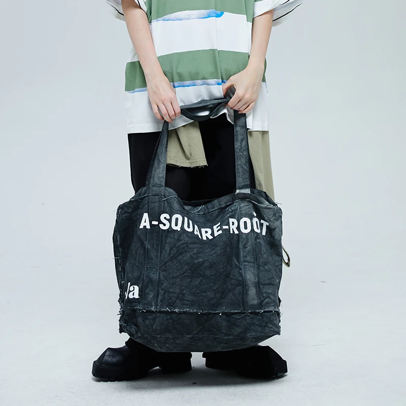 New Retro Distressed Rough Edge Large Capacity Tote Bag, Casual Canvas Handbag, Casual And Simple Fashion Shoulder Bag For Women