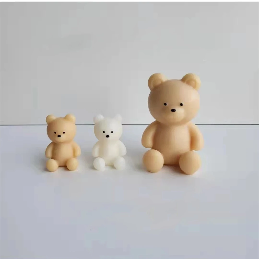 3D Toy Bear Silicone Candle Mold Fondant Cake Border Moulds Chocolate Mould Cake Deco Tools Baking Accessories Candle Making Kit