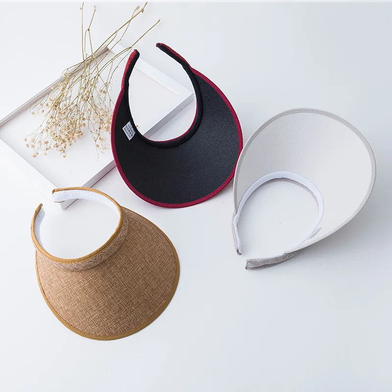 Summer Women Sun Hat Large Brim Empty Top Sunscreen Caps For Ladies Outdoor UV Protection Visor Cap_voghion.com