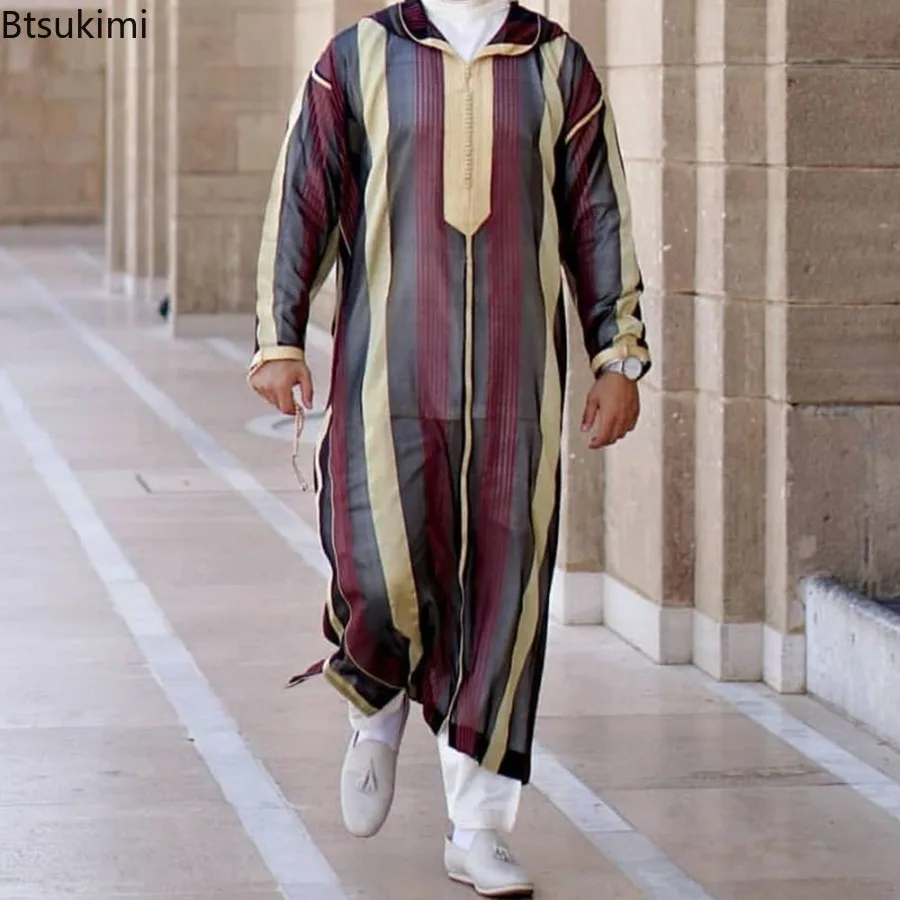 Durable Kaftan Arab Muslim Robe Men Jubba Thobe Long Sleeve Dubai Islamic Ethnic Gown Nightshirts Fashion Loose Casual Clothes