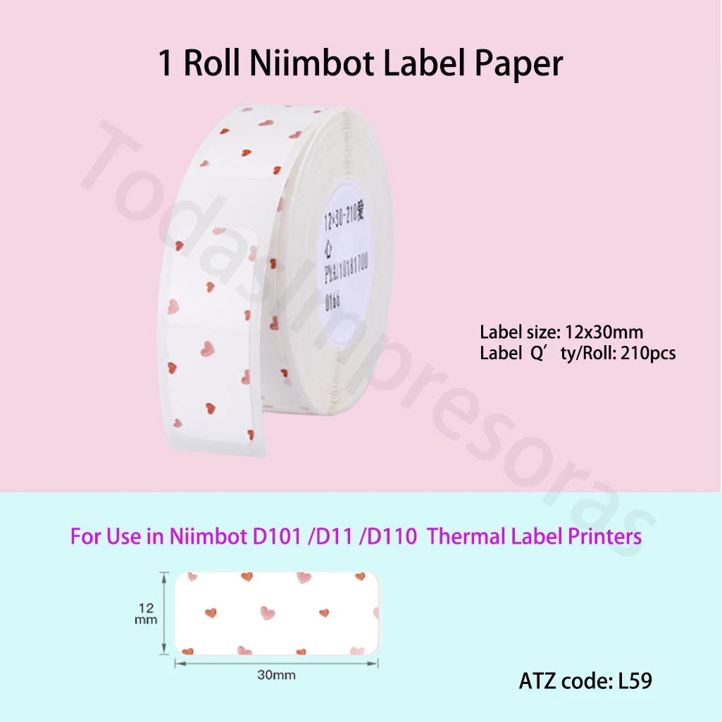 Carta per etichette termica impermeabile originale Niimbot D110 più di carta stile 100 per stampanti Niimbot D11 D110 D101 Etiqueta Papel