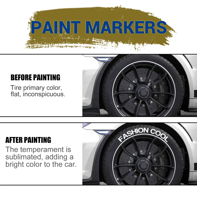 Penna per segno oleoso per pneumatici per ruote per auto bianca impermeabile Penna per vernice per pneumatici in gomma per auto Cd Pennarello per vernice permanente in metallo Graffiti Touch Up 4
