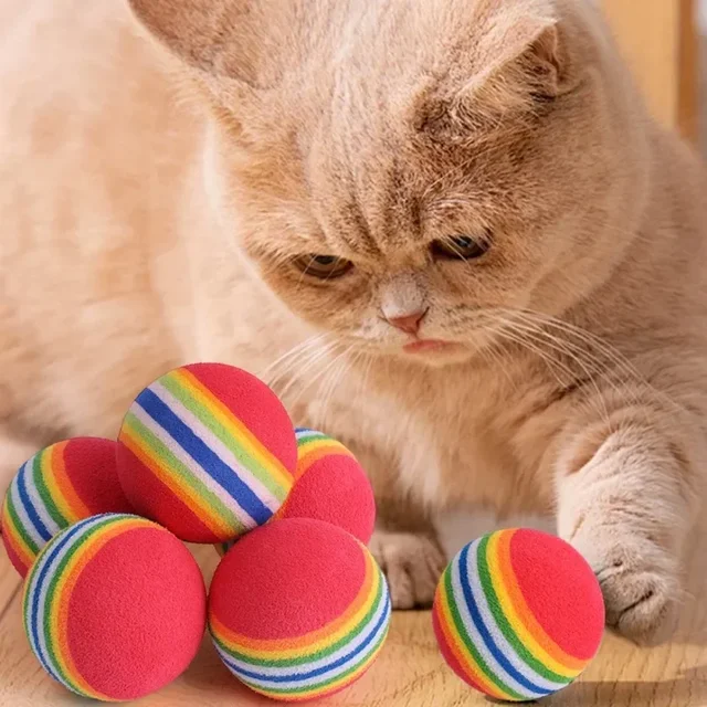 100/10PCS Pet Toy Balls Interactive Rainbow EVA Balls Cat Dog Training Toys Soft Automatic Jumping Balls Pet Playing Supplies 2