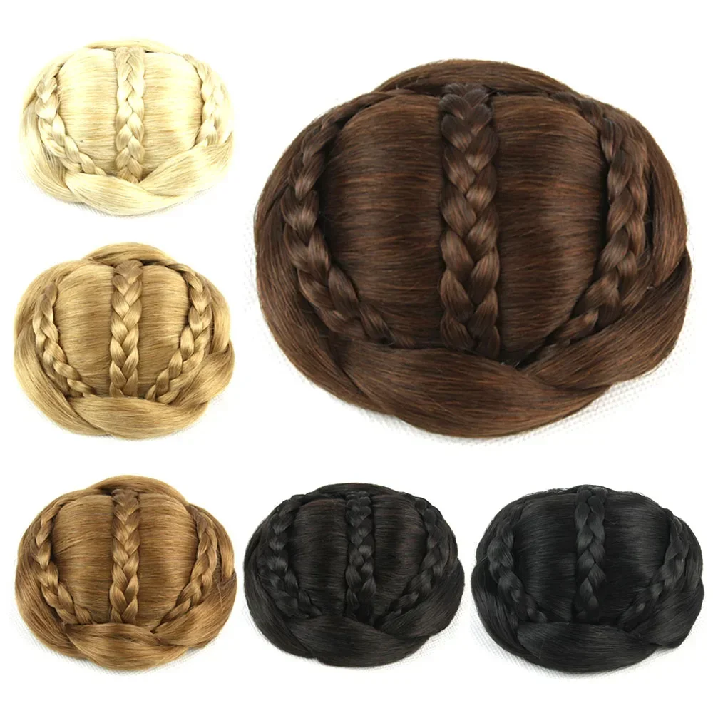 

Synthetic Hair Braided Chignon Clip In Hair Bun Donut Roller Hairpieces Headwear Haar Accessories for Women