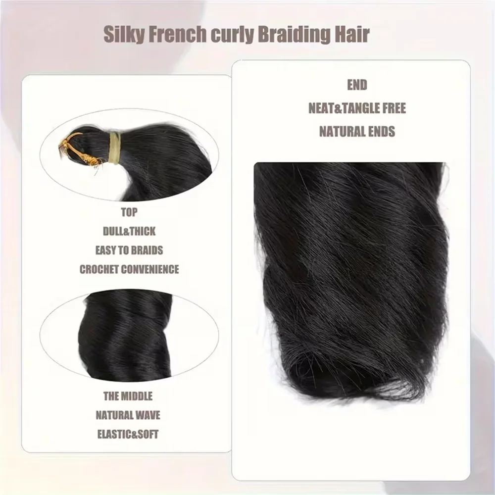 French Curls Braiding Hair 22Inch Synthetic Spiral Curls Braids Hair Extensions Pre Stretched Loose Wave Braiding Hair For Women
