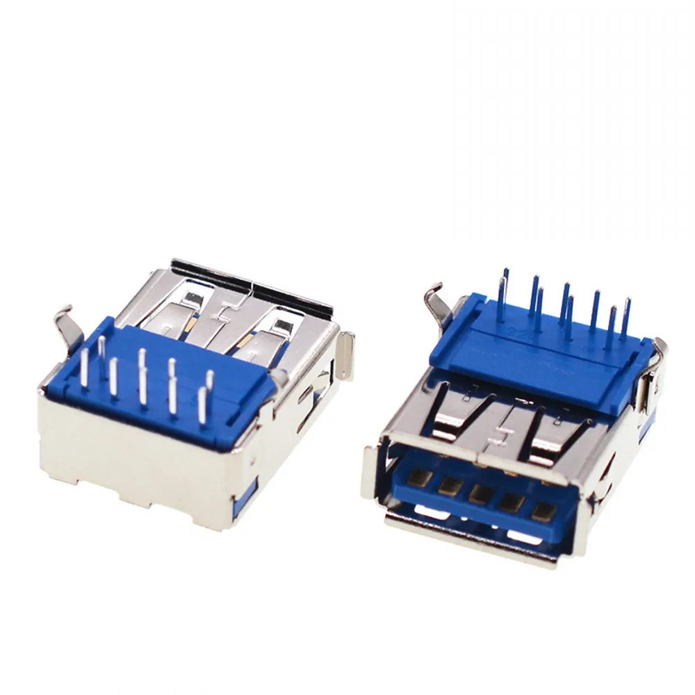 Usb 3.0 Conector 9pin Tomada Fêmea Usb3.0 Jack 90 ° Dip para u Disco de Transmissão de Dados de Alta Velocidade Porta Usb Doca 9p 100 Peças