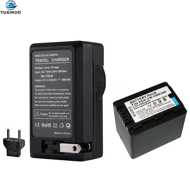 

High Capacity 4580mAh VW-VBK360 Camera Battery + AC Charger for Panasonic HC-V100 V500 V700 HDC-SD80 HS80 SDR-S70 Fit VW-VBK180
