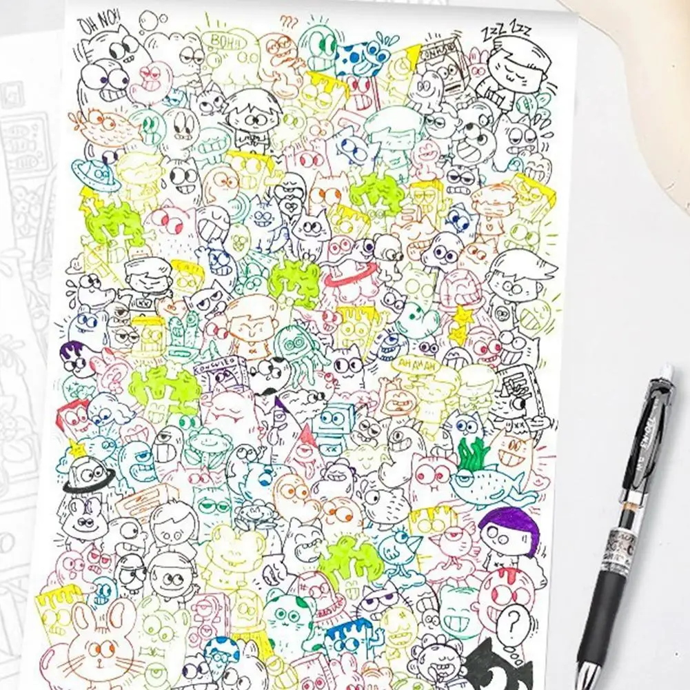 Libro da Colorare e Disegnare con Cartoni Animati Carini, Libro Antistress per Doodle, Libro Artistico Multiuso per Attività di Disegno - immagine 5
