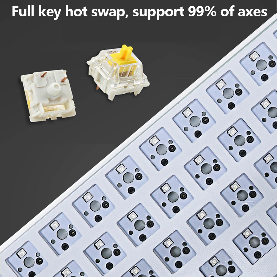 Kit de Teclado Mecânico sem Fio Personalizado Gks68 Bluetooth 2.4g Pcb Hot-swappable Rgb Backlit Faça Você Mesmo Mode 60 - Imagem 3