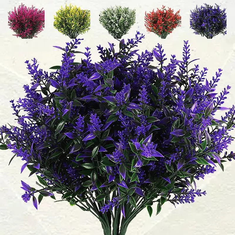 

Exquisite Artificial Lavender Flowers for Outdoor Decoration with 7-Pointed Leaves - A Must-Have for Stunning Outdoor Ambiance