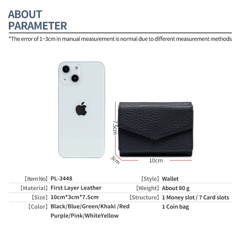 Candy Color Small Compact Cow Leather Womens Wallets Fashion Trifold Credit Card Holder for Women Short Wallet with Coin Pocket