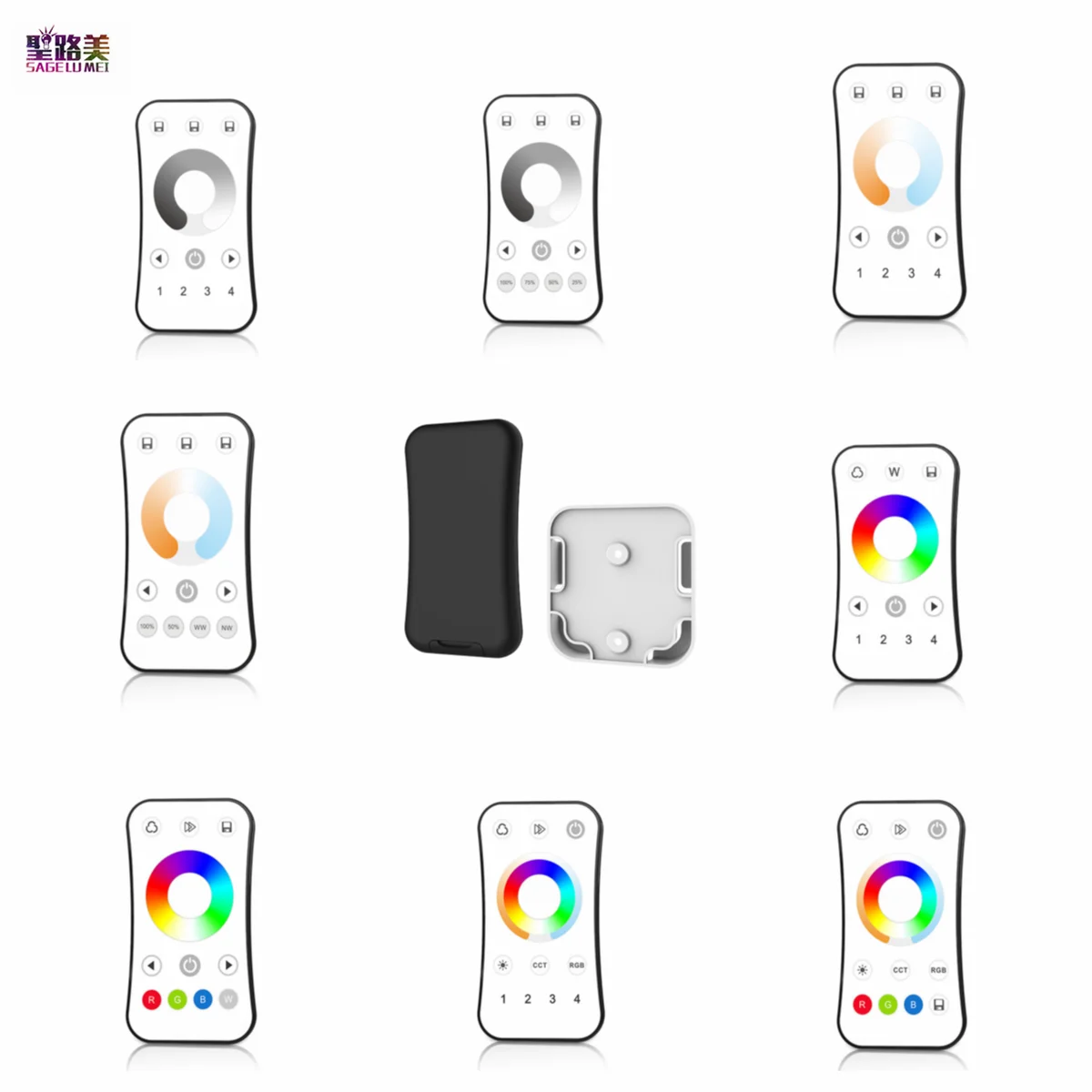 

1/4 Zone Brightness Dimming/Color Temperature CCT/RGB/RGBW/RGB+CCT Ultrathin Touch Wheel RF Remote Controller apply to Skydance