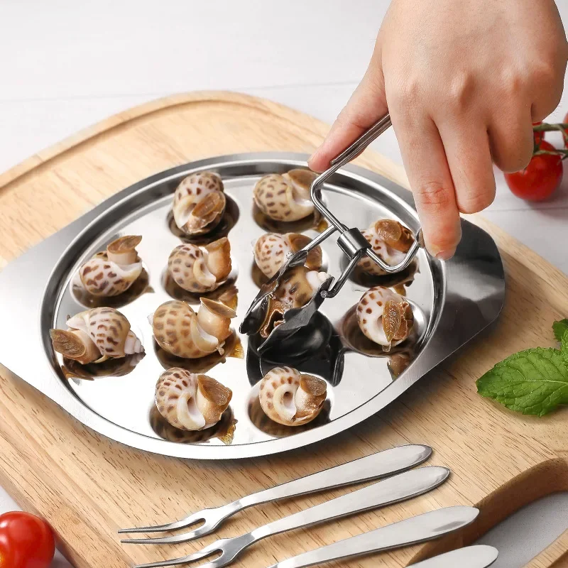 Stainless Steel Snail Grilled Snail Dish Tableware Conch Clip Fork Seafood Eating and Serving Tools