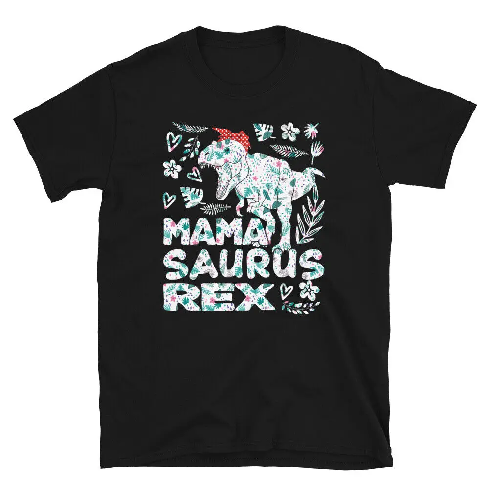 Mama Saurus Rex Floral Design Divertente Dinosaur Tyrannosaurus T-Shirt