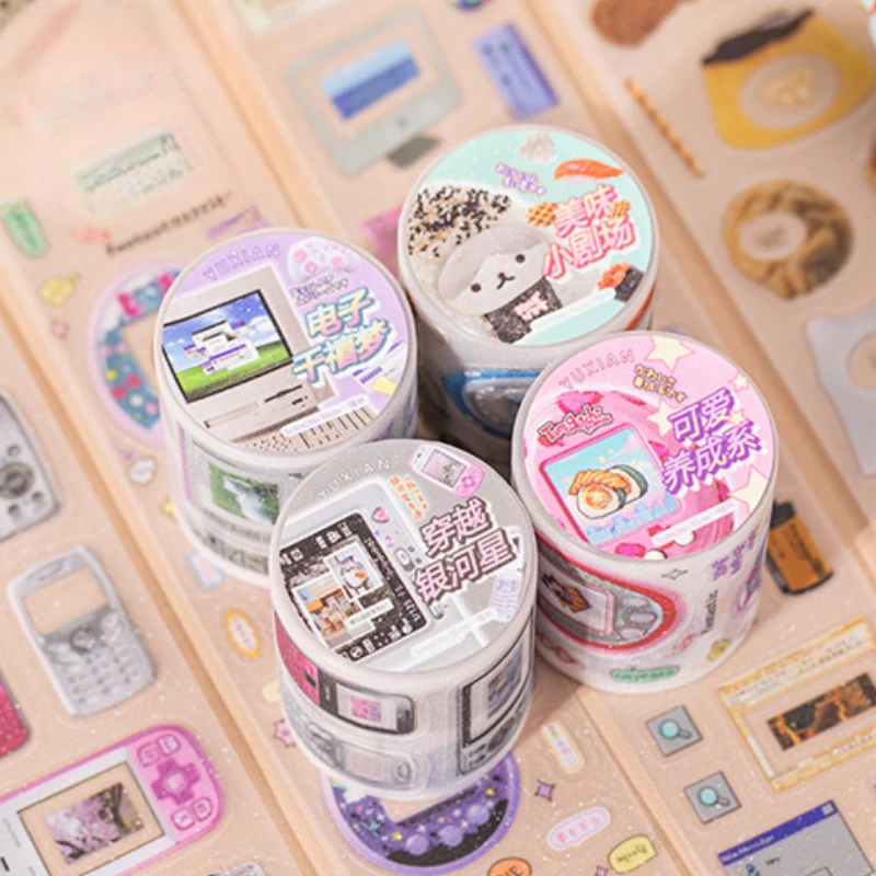 Ins Style Cute Y2K Glitter Decoration Adhesive Tape Planner Handbook DIY Scrapbooking Journal Collage Material Stickers 3