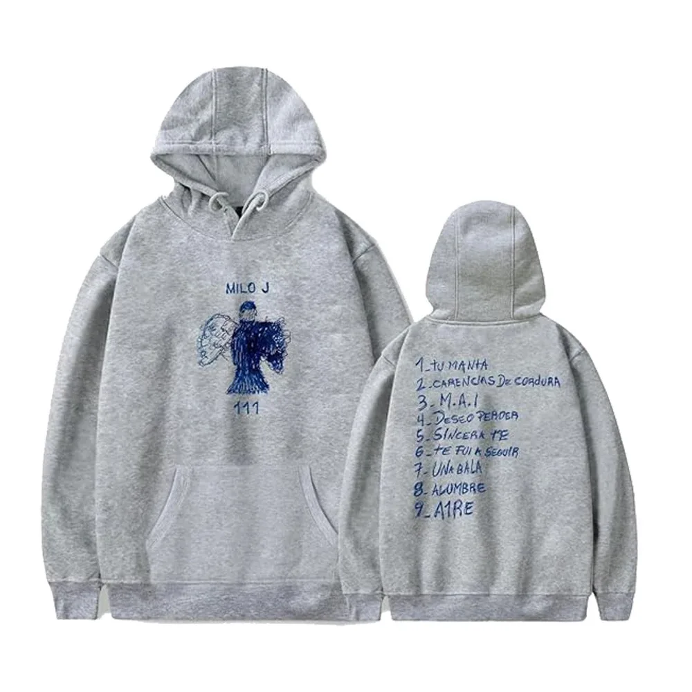 Moletons Milo J Singer para homens e mulheres, moletons casuais com capuz, moda streetwear, 111 álbuns, primavera e outono, 2024