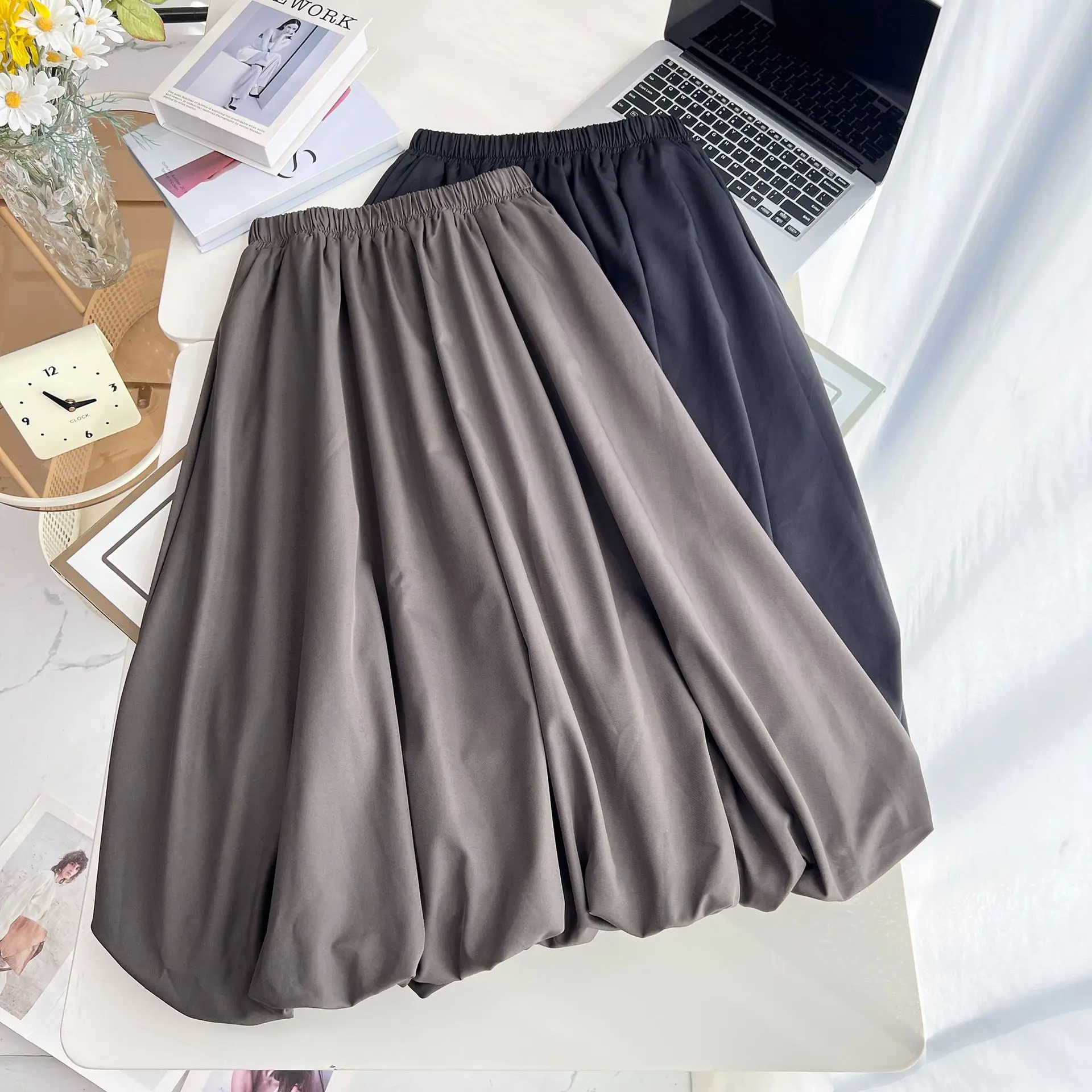 Plus Size Women's Umbrella Skirt New Autumn Unique And Elegant Bud mid-length Lantern Skirt 835