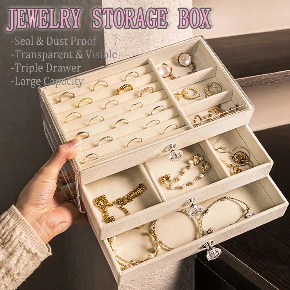 Acrylic Velvet Jewelry Storage Box, Stackable Display Storage Earrings,  Necklaces, Rings, Bracelets, Women's Jewelry Display Box - AliExpress