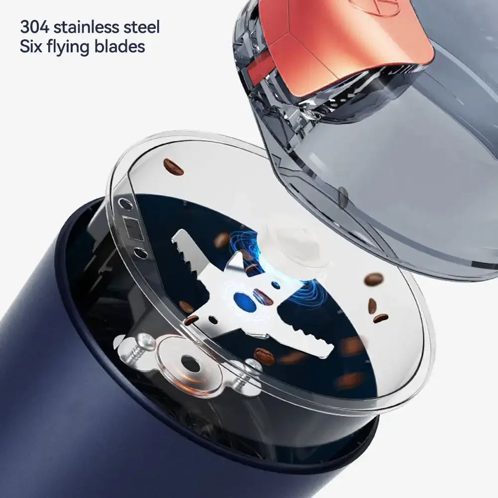 New Portable Coffee Grinder Household Small Grain Grinder 8 Knife Stainless Steel Nut Bean Grain Grinding Mixer 5