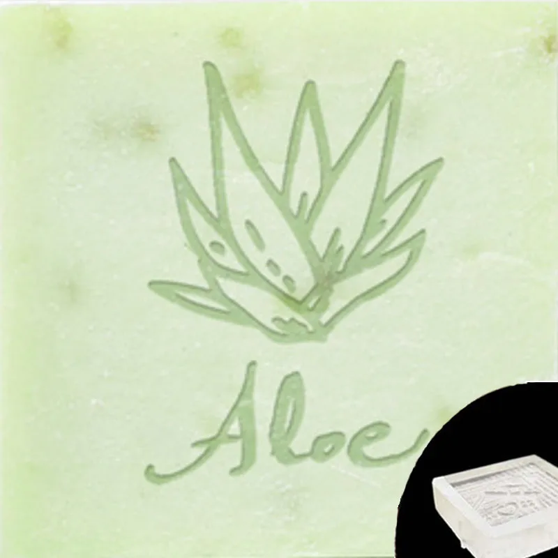 Handmade Soap Stamp with Aloe Letter Pattern, Plant Series, DIY Soap Making, Transparent Acrylic Chapter, Custom, 40x40mm