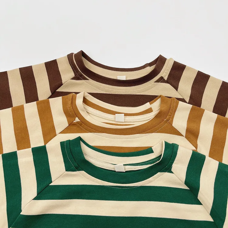 2025 Autumn New Children Loose Casual T Shirts Baby Boys Girls Cotton Striped Bottoming Shirt Toddler Kids Dolman Sleeve Tops 3 2025 Autumn New Children Loose Casual T Shirts Baby Boys Girls Cotton Striped Bottoming Shirt Toddler Kids Dolman Sleeve Tops - Image 3