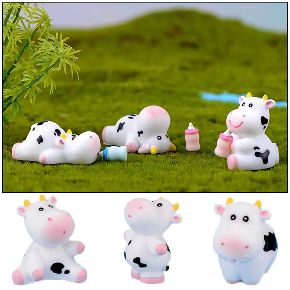 

Fairy Garden Home Decoration Micro Landscape Miniature Dairy Cattle Animal Model Little Statue Cow Figurines