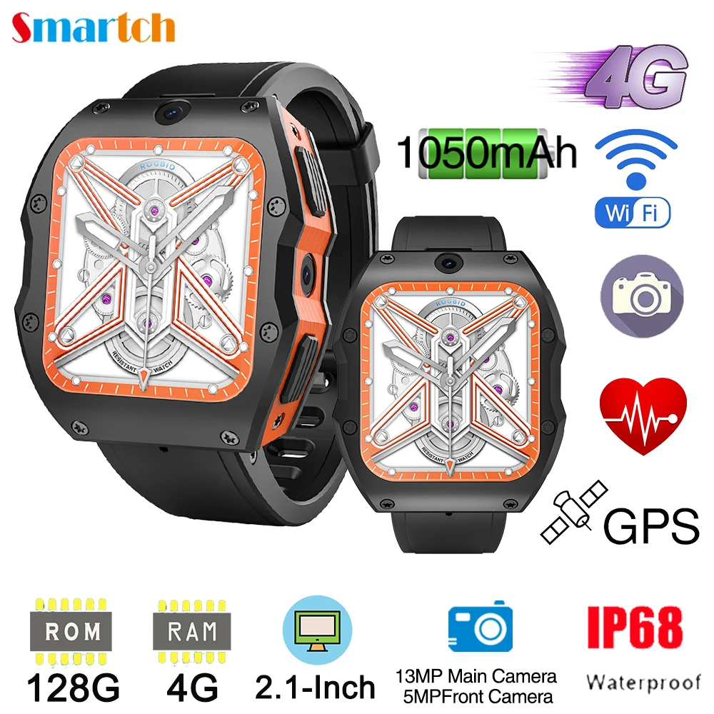 

4G LTE Android Смарт-часы 5 Мп + 13 МП HD камера пульсометр WiFi GPS Смарт-часы для мужчин женщин фитнес-трекер Водонепроницаемый 1050 мАч