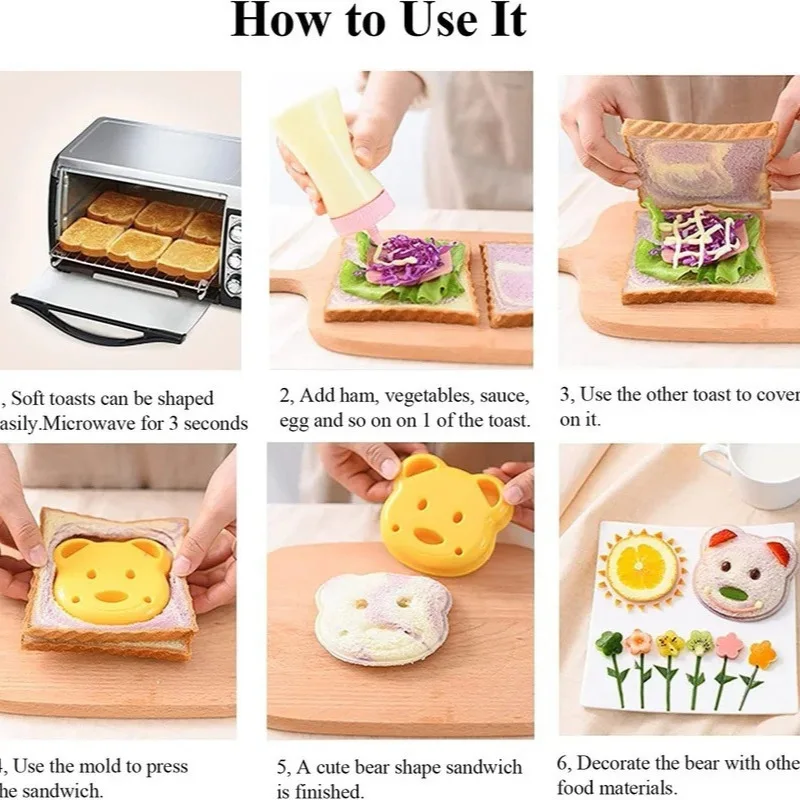 Bear Sandwich Mold Toast Bread Making Cutter Mould Cute Baking Pastry Tools Children Interesting Food Kitchen Accessories baking tool,baking accessories