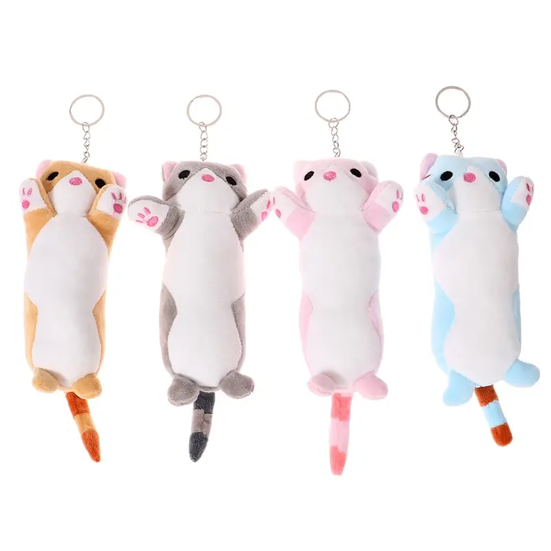 긴 고양이 봉제 장난감 키체인, 귀여운 고양이 인형 가방 펜던트 장식 인형 긁기 기계, 여아용 생일 선물, 16cm, 신제품